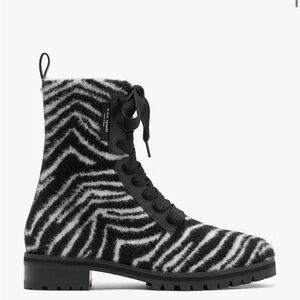 Kate Spade Black and White Zebra Combat Boots BNIB sz 8 8.5